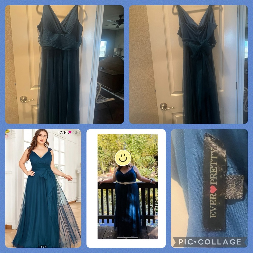 SHEIN ever pretty teal prom dress